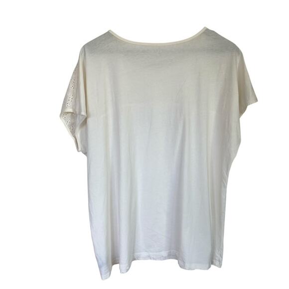 Torrid Ivory Relaxed Fit Cap Sleeve Eyelet Tee - Size 2 (2x) - Picture 3 of 5